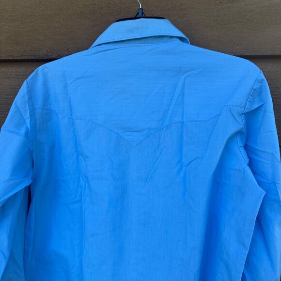 Vintage Miller Miller Miller Western Pearl Snap Button Down Blue Shirt Size 15.5 - Picture 9 of 11